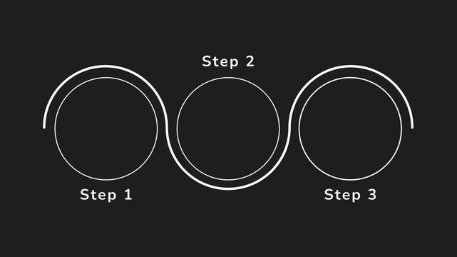 Educational solutions round gradient infographic 3 steps template animation. Sequence options 4k video. Animated blank diagram visualization. Process layout empty design element.
