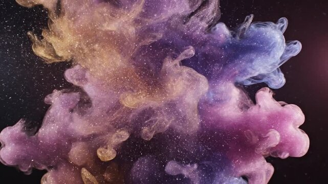 Abstract colorful smoke explosion against black background