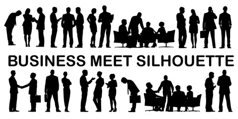 group of business people sitting in business meet business people silhouettes