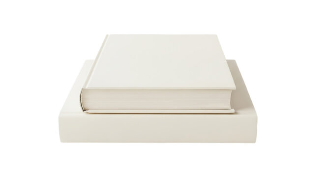 Blank white hardcover book in a slipcase clean minimalist design for branding and mockups isolated on a white background