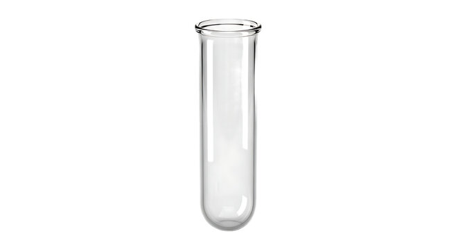 Empty clear glass test tube a simple laboratory equipment for scientific research and experiments isolated on a white background