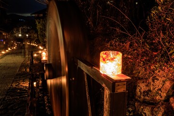 Ice candles illuminating the historic post town of Magome-juku at night