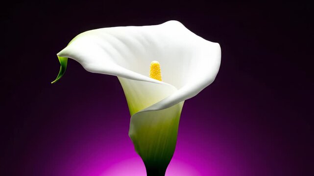 Stunning white calla lily with vibrant purple background