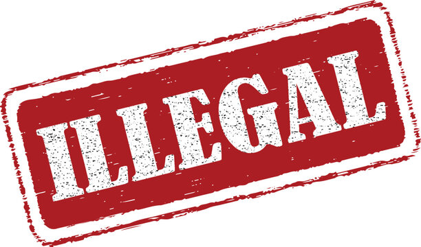 Red stamp with the word ILLEGAL in white letters