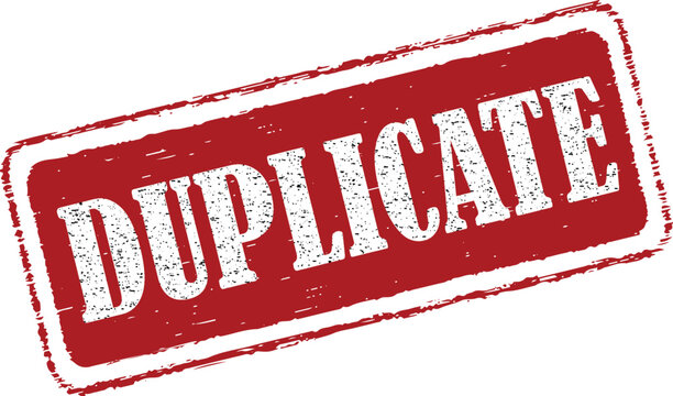 Red duplicate stamp on white background for marking copies