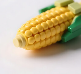 Fototapeta premium Hyper-realistic LEGO corn cob toy with yellow brick kernels