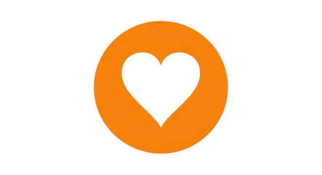 Orange circle with black heart cutout on black background image, Isolated On Png Transparent Background