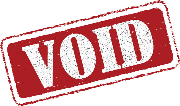 Red void stamp on white background with distressed texture