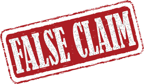 Bold red false claim stamp on white background