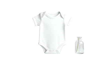 White Baby Bodysuit and Baby Bottle.