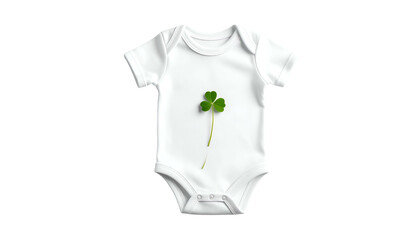 White Baby Bodysuit with Clover Print.