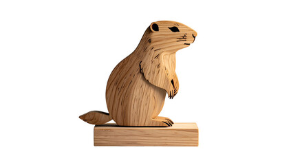 Wooden Carving of Squirrel on Base.