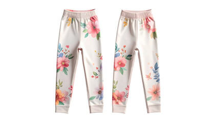 Floral Patterned White Sweatpants for Kids.