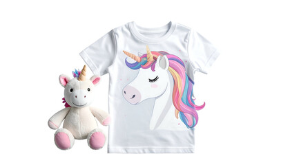 White Unicorn T Shirt and Toy.