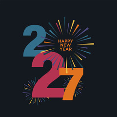Colorful and Trendy New Year 2027 Design Template.