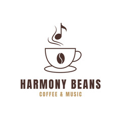 Coffee and Music Logo Design for Cafe or Jazz Club