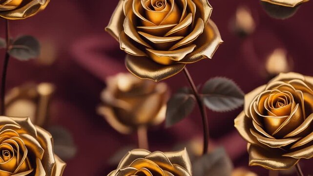Golden Roses on Dark Background.