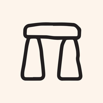 Minimalist Hand Drawn Stonehenge Trilithon Icon Vector Illustration