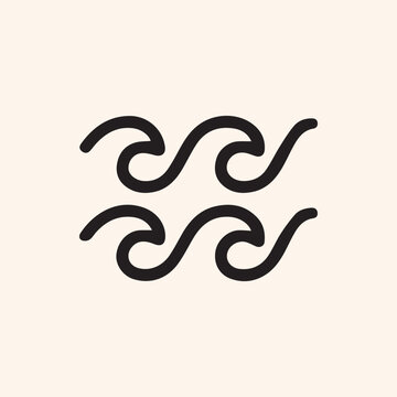 Two Stylized Ocean Waves A Clean Minimalist Graphic Illustration