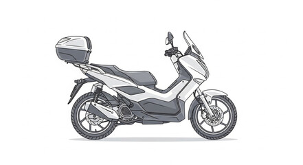 Fototapeta premium Modern Scooter with Storage Box on White Background.