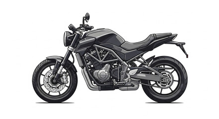 Obraz premium Modern Motorcycle Side View Isolated White Background.