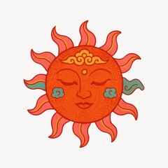 Vibrant mystical sun illustration