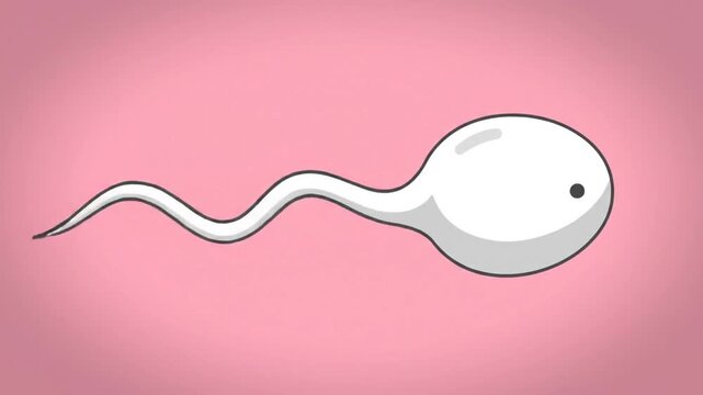 Animated sperm cell illustration against pink background for conceptual design