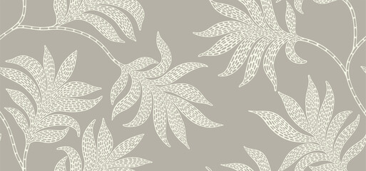 Abstract floral palm leaves seamless pattern.  © andin