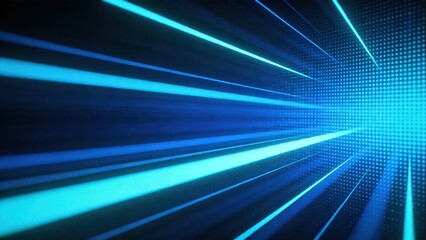 Obraz premium Abstract blue technology background with glowing light streaks and digital dots creating a futuristic sense of speed,data flow and innovation for modern science,networking and AI concepts