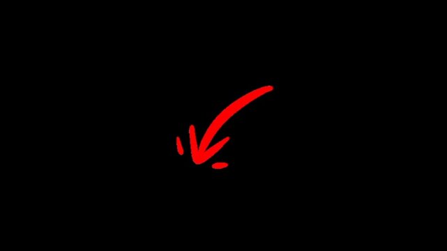 Bold red arrow pointing down on black background for video editing.