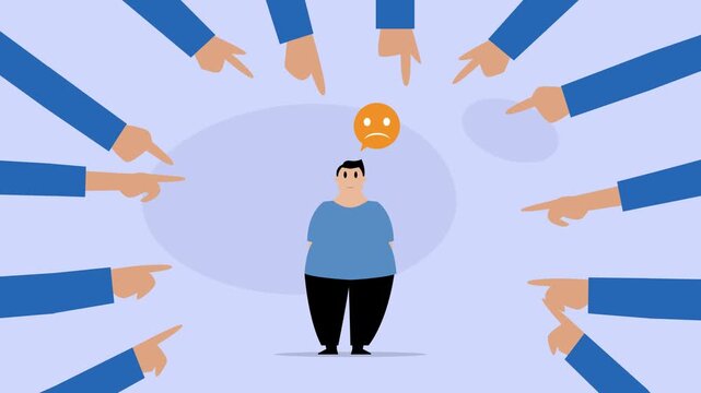 weight stigma, body shaming, and social discrimination cartoon animation