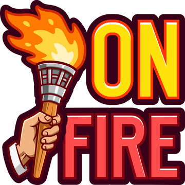 torch fire cartoon sticker illustration