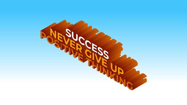 3D Success Motivation Quote and Positive Thinking Typography 3d animation cartoon