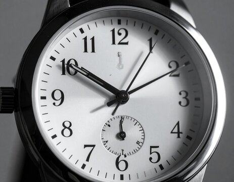 Close-up of a Classic Analog Watch Displaying Time Accurately.