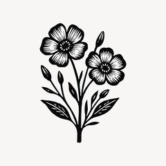 Fototapeta premium Vintage floral black white illustration