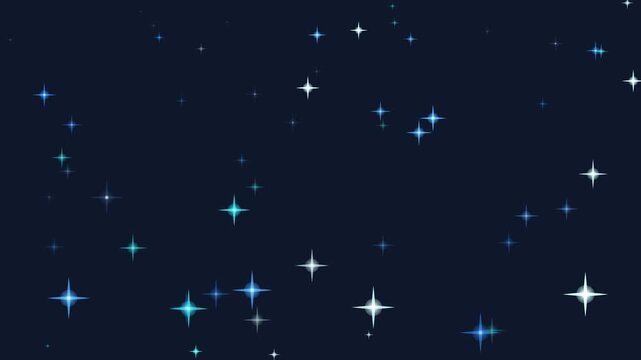 Colorful Twinkling Stars Particles Animation on Dark Blue Background