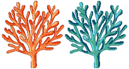 Orange and Blue Sea Coral Branch Vector Illustration Set © GraphicsRF