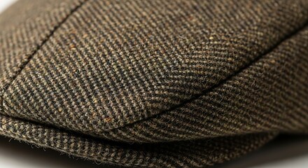 Detailed view of a textured fabric with a herringbone pattern folded over itself