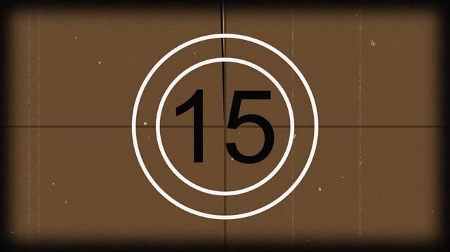 Countdown timer vintage film movie retro ideal for intros, old film effects, video projects, and classic cinema themes. 4k video