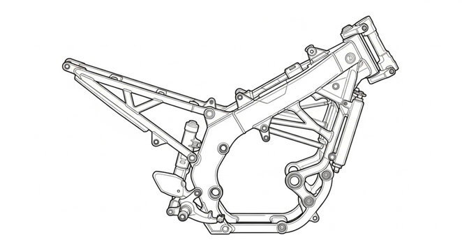 Motorcycle Frame Structure Engineering Design Blueprint.
