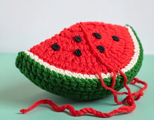 Knitted Wool Watermelon Slice Surreal Craft Concep
