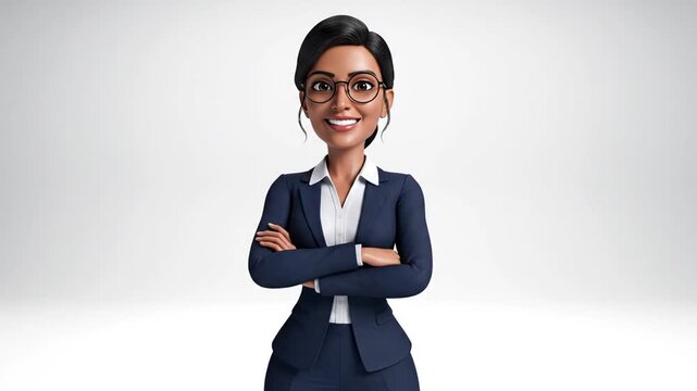 Businesswoman confident studio pose.