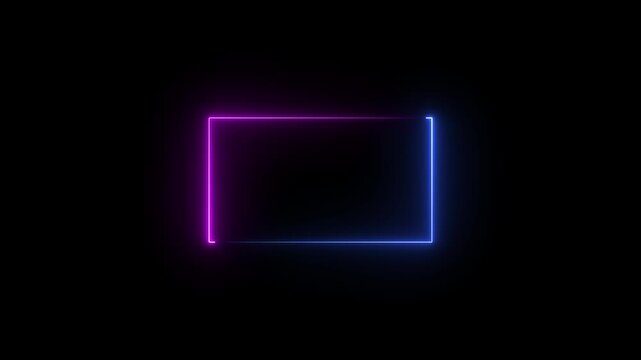  abstract neon saber background. Animated Rectangle neon glowing frame 4k video laser show looped animation neon glowing frame background. Laser 4k,animation