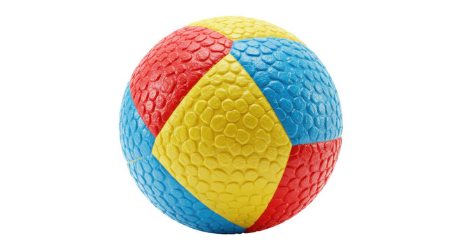 Colorful rubber ball with textured surface isolated on white background ideal for playful scenes