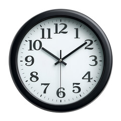 Analog Wall Clock Isolated on White Background, Time Management and Business Deadline Concept