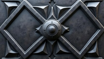 Close-up of an Ornate Metal Door Handle with Geometric Design.