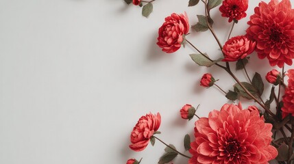 Red and pink petals scattered on a white background