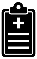 Obraz premium Solid Black Medical Report Icon for Healthcare