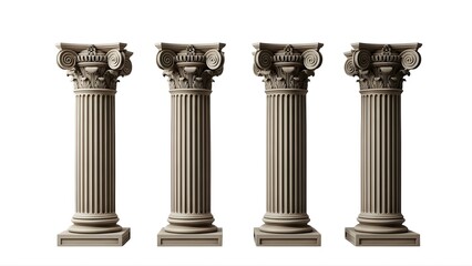 Obraz premium Four ancient stone pillars on transparent background