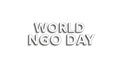 World NGO Day awareness campaign with bold typography on white background